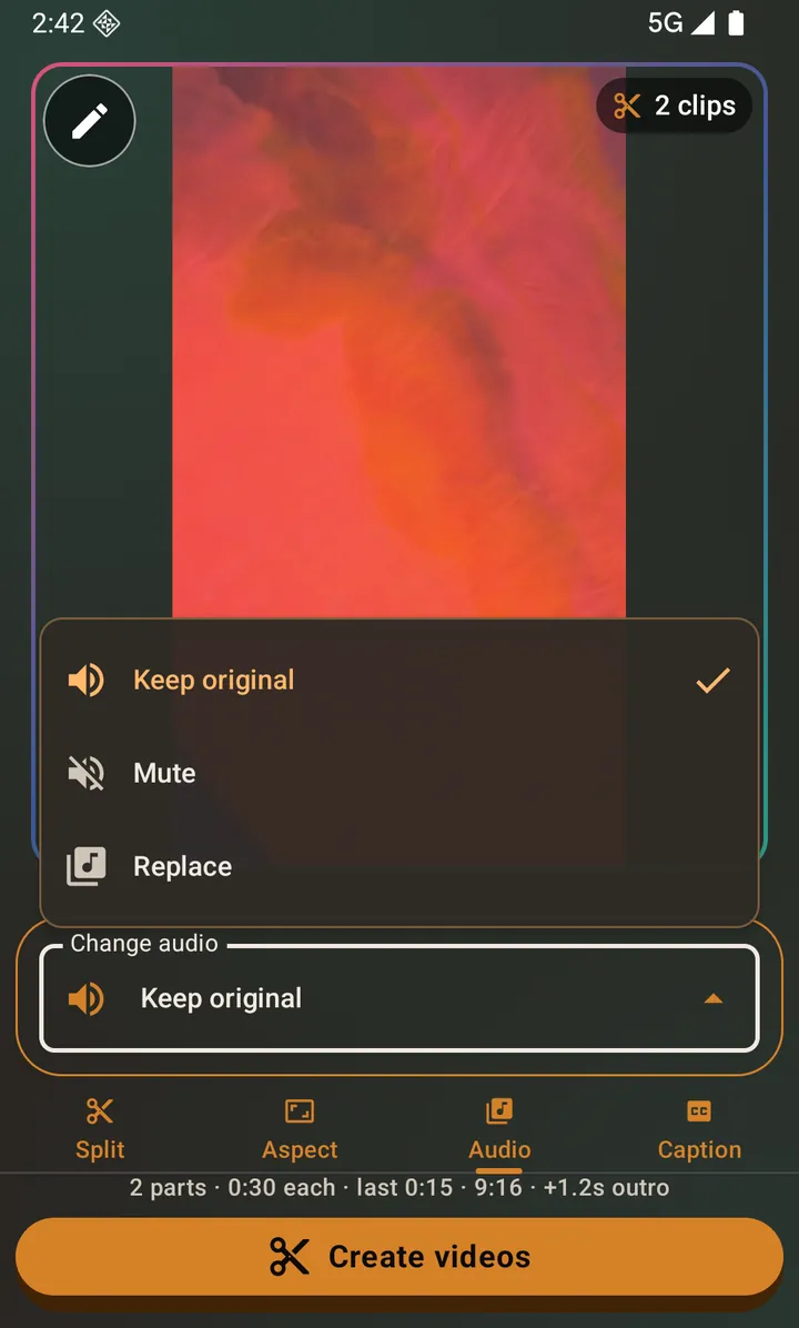 Keep original, Mute, or Replace.