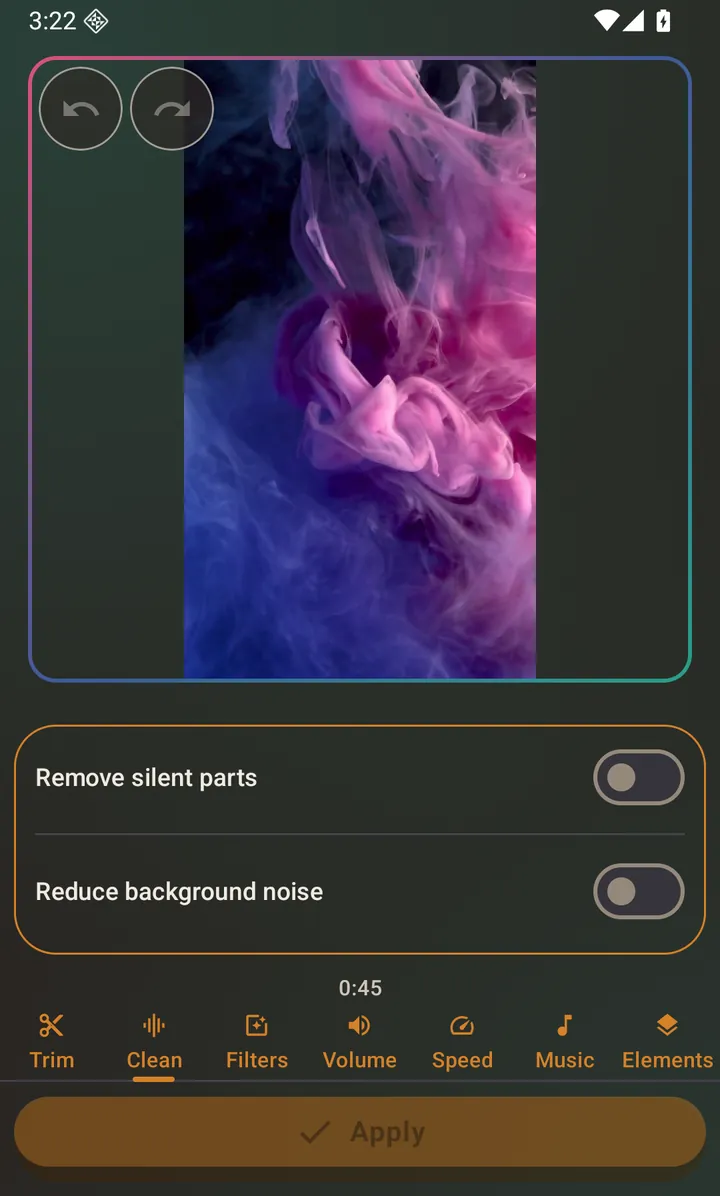 Silence removal and noise reduction, both off by default.
