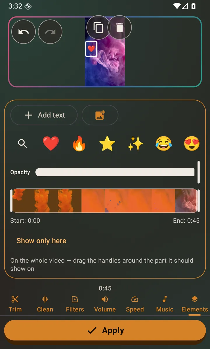 An element positioned on the frame; it is burned into the exported video.