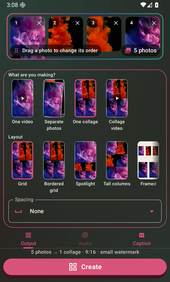 The collage layouts.